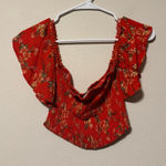 American Eagle Outfitters Red Floral Blouse Photo 0