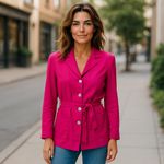 Carole Little Womens Jacket Sz 8 Petite 8P Hot Pink Crinkle Shoulder Pads NEW Photo 1