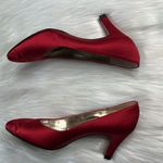 Salvatore Ferragamo Ferragamo Vintage Red Satin Embroidered Pumps Photo 6