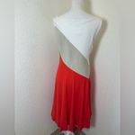 Anthropologie Maeve Cameron Burnt Orange Colorblock Asymmetrical Shift Dress L Photo 3