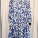 Diane Von Furstenberg  NWT Kiara Dress Large Blue White Floral Maxi Silk Cotton Photo 4