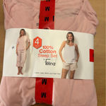 Felina New Women’s 4pc Cotton  Pajama Set Light Pink Gray White Medium 8-10 Photo 0