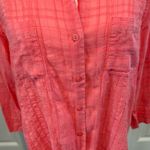 Christopher & Banks  Large Coral Textured Semi-Sheer Button Down Blouse Top Photo 3
