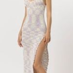 Lusana Keira Crochet Knitted Dress Sorbet Pastel Purple Blue Resort Beach Small Photo 1