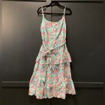 Shoshanna  Betta Floral Printed Midi Sleeveless strappy Tiered Coquette Dress 12 Photo 2