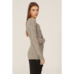 Tibi  Printed Combed Cotton Brown Cream Cotton Sweater Womens Small Photo 1