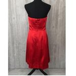 Badgley Mischka  strapless pleated red midi dress gown satin look with bow small Photo 2