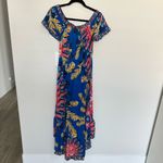 Flying Tomato Royal Blue Floral High Low Ruffle Off Shoulder Dress Medium M Photo 7