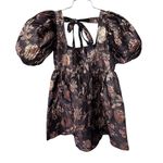 Sophie the Label Gold Puff Sleeve Metallic Jacquard Mini Dress S NWT Black Photo 1