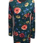 ZARA Asymmetrical Floral Dress Bodycon Midi Green Large L Photo 1