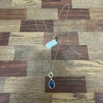 Talbots  Semiprecious Stone Necklace Gold Tone Thin Blue Jewel NWT $59.50 Pendant Photo 2