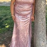 Off the shoulder Pink prom dress with slit and rushing on butt and the side Size 2X Photo 0