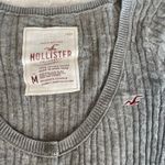 Hollister Y2K  Scoop Neck Top Womens Sz Medium Babydoll Cable Knit Button Grey Photo 2