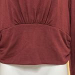 Brea Canyon XL Burgundy Mock Neck Keyhole Long Sleeve Banded Hem Top NWT Office Red Photo 5