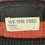 Free People Boxy Boat Neck Into The Blue Pullover Sweater Brown Stripes Large Photo 9