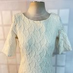 Ann Taylor NWT Ivory Textured Crew Neck Short Sleeve Sheath Dress Size 6 Photo 1