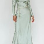 Selfie Leslie Ellory Long Sleeve Off-Shoulder Dress in Sage Photo 3