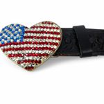 Cache  S American Flag METAL HEART Rhinestones Flag Buckle Leather Belt USA Photo 2
