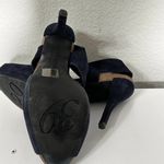 Luna Pedro Garcia  Navy Suede Cut Out Peep Toe Platform Heels Size 39 / 8.5 Photo 5