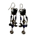 Vintage Sterling Silver Kitty Cat Chandelier Earrings Photo 5