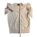 Truth by Republic Women Ruffle Shoulder Knit Sweater Dark Tan V Photo 5