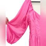 ASOS DESIGN corset blouson sleeve skater mini dress in bright pink flirty Photo 7