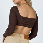 Princess Polly BECCA LONG SLEEVE CROP TOP BROWN size 2 NWOT Photo 2
