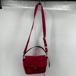 Tory Burch Perry Nylon Crossbody Bag Logo Charm Strap Leather Trim Pink One Size Photo 2