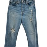 Levi's Wedgie Straight Jeans Distressed Denim Medium Wash Blue Size 30 Photo 6