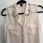 Forever 21 Cream Jeweled Collar Button Up Shirt Photo 1