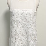 Cremieux Off White Sleeveless Semi Sheer Lace Floral Overlay Top NWT Small Photo 0
