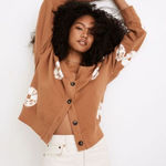 Madewell  Cotton Cardigan Sweatshirt in Tie-Dye Dot Warm Hickory Small Photo 0