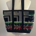 Justin Kraft Wool/Nylon Geometric/ Aztec Print Tote Bag Black Photo 0