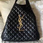 Saint Laurent YSL, iCare Tote Bag and Pouch, Black Quilted Leather Photo 2