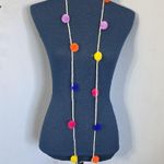 Boutique Multi Color PomPom And Seed Bead Long Necklace Photo 1