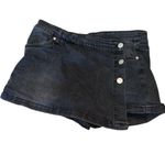 Refuge  Black Denim Skort with Button Detail Photo 1