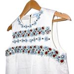 Draper James  NEW Embellished Floral Beaded Sleeveless Tank Top White Red Blue 2 Photo 1
