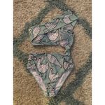 Averie One Shoulder One Piece Swimsuit M Chicken Print Cutout Green Size M Photo 1