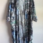 Winton + Waits Women Floral Bombay Blue Kimono Duster Open Front Boho OSFM Beach Size undefined Photo 6