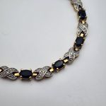 Gold & Silver Tone Sapphire Tennis Bracelet (6.75") Blue Photo 2