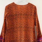 Fun Colorful Leopard Silky Tunic Bell Sleeve African Ethnic Tribal XS Orange Photo 5