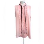 Pleione Sheer Sleeveless Blouse Blush Pink With Ruffles And Tie Size XL Formal Photo 1