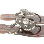 Jack Rogers  Georgica Jelly Tortoise Brown Thong Medallion Flip Flop Sandals 8 Photo 1