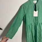 Pomander Place Lydell Shirt Dress Women XS Sea Green Linen Button Front Relaxed Photo 4