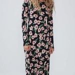 ZARA  Black Multicolor Floral Flower Long Sleeve Maxi Bodycon Mesh Dress Sz S Photo 0