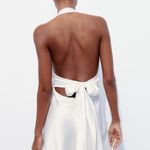 ZARA  halter dress satin white effect bow back tied wedding party coctail shower Photo 12