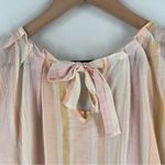 LC Lauren Conrad Lauren Conrad Multicolored Pastel Striped Pleat Neck Scoop Neck Cap Sleeve Top Photo 6