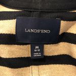Lands End Womens Cardigan Sweater Draped Open Front Striped Black Beige Size M Tan Size M Photo 2