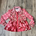 Dalia MacPhee Collared Shirt Dress Womens Red Pink Geo Floral missing Belt #148 Size undefined Photo 5
