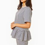 Addison Bay  Botanist Peplum Top Navy Tan XS Photo 10